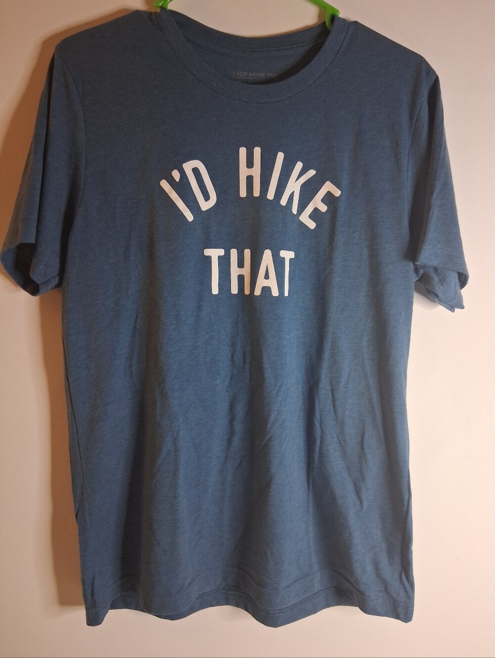 Men's Blue Graphic Tee with 'I'd Hike That' Slogan